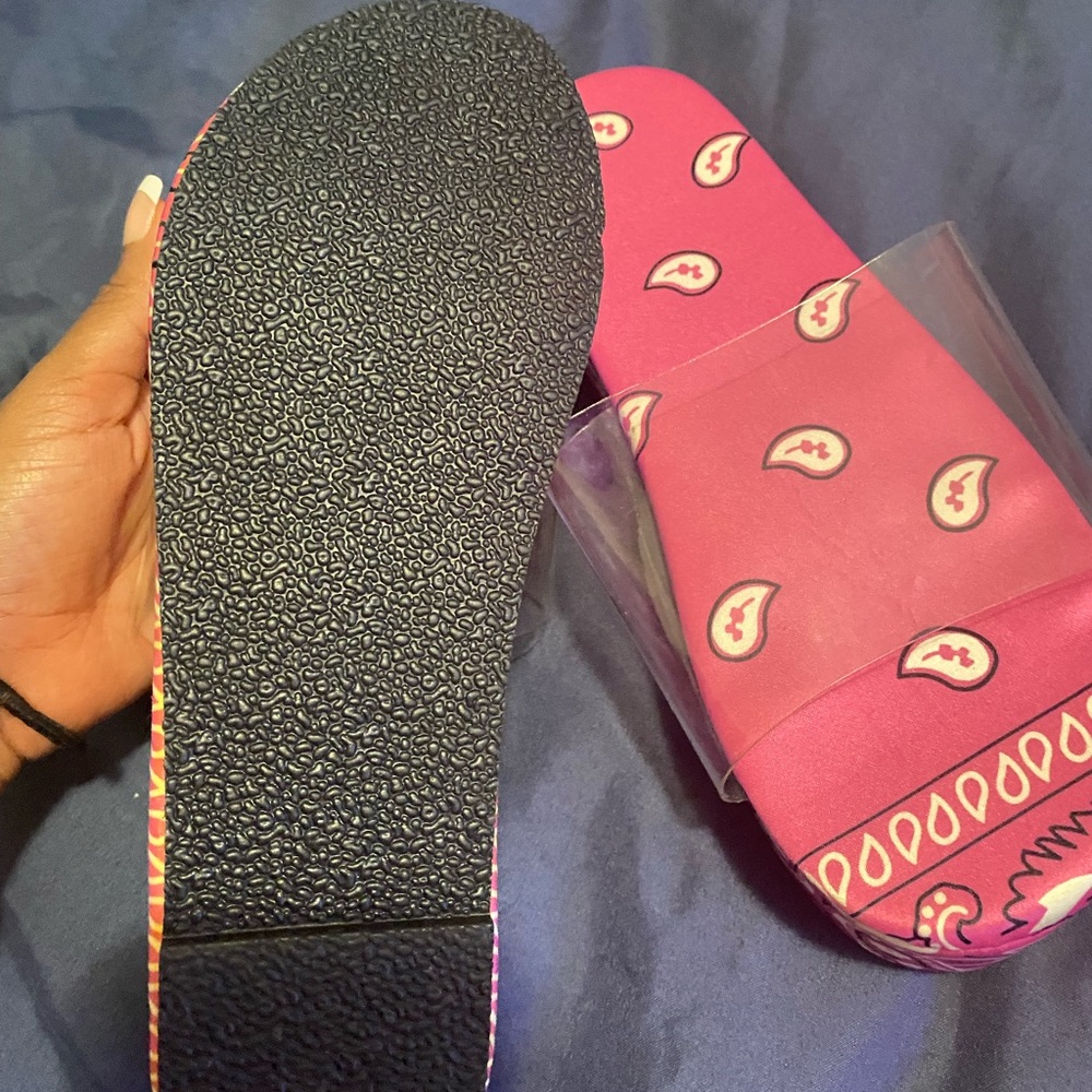 Pink bandana platform sandals